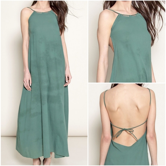 ETHICAL NWOT Awaveawake Backless String Dress Teal Aquamarine - Picture 2 of 3
